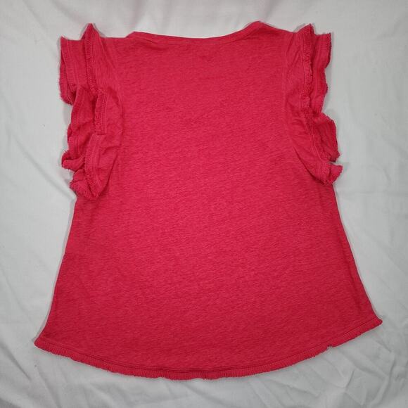 Chicos Linen Blend Flutter Sleeve Top Boho Beach Size 2 12/14 L Pink Beach Boho - Picture 2 of 6